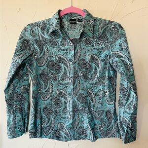 Cruel Girl Teal Paisley girls shirt - size 10 large kids